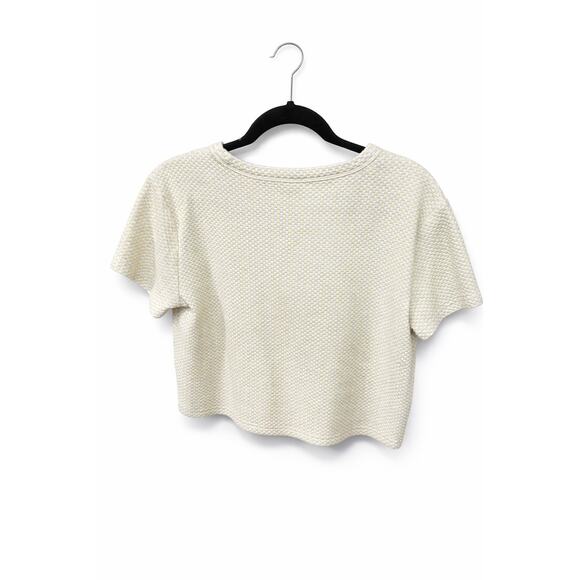 Lou & Grey Tops - Lou & Grey Gingham Jacquard Cropped Tee Small Textured Boxy Preppy Quiet Luxury